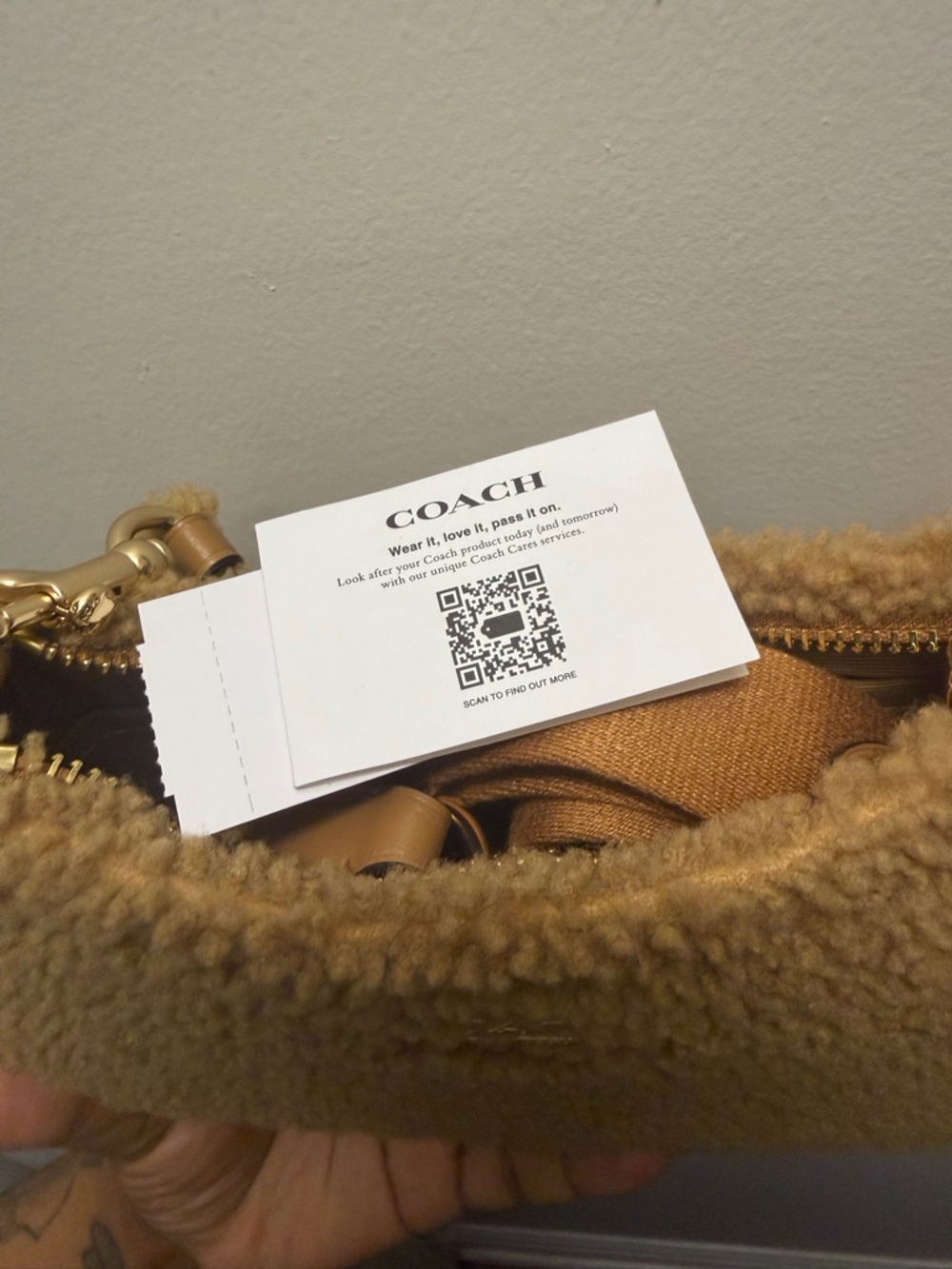 Coach Sherpa Shoulder Bag in Tan-Gold - Picture 5 of 5